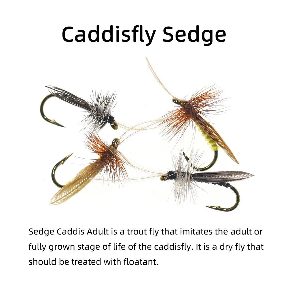 WIFREO 8 шт./кор. # 14 коричнево-серая приманка Caddisfly Sedge для взрослых мягкая сухой мухи