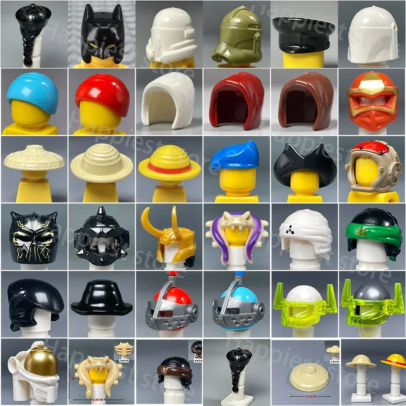 Фото Фигурки MOC, шлем, строительные блоки, детали для тела, аксессуары, прическа для волос, головные уборы, Совместимые Кирпичи, детские игрушки №1