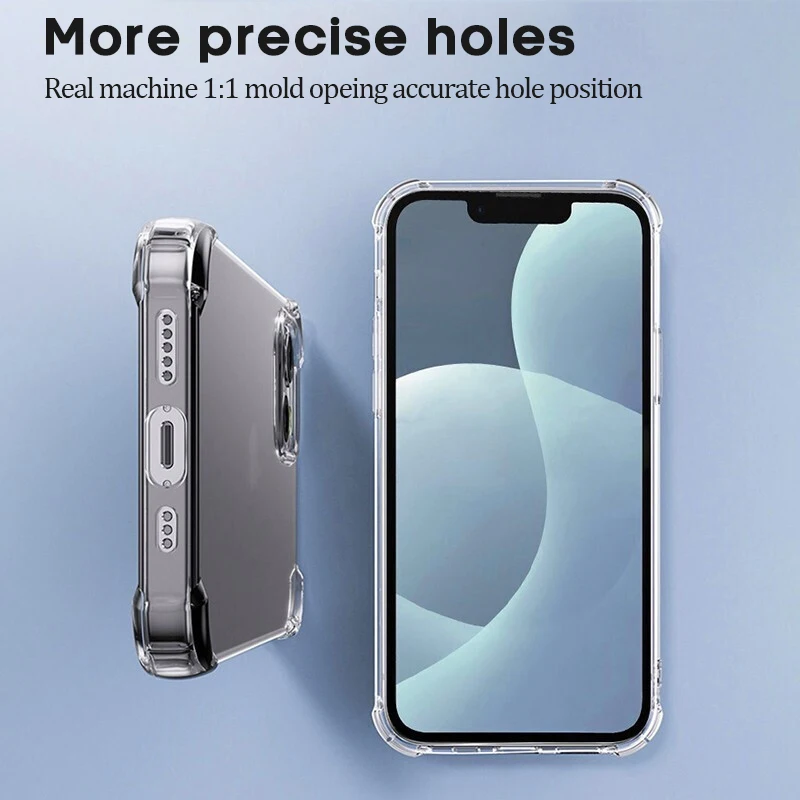 Роскошный Прозрачный Защитный Чехол Для iPhone 16/15/14/13/12 Pro Max Plus Mini Мягкий