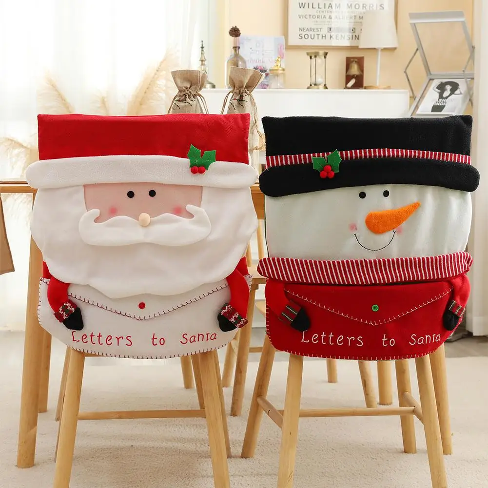 

Набор чехлов на спинку рождественских стульев, комплект из 3 чехлов для домашнего стола, обеденного стула, декоративные принадлежности для ...