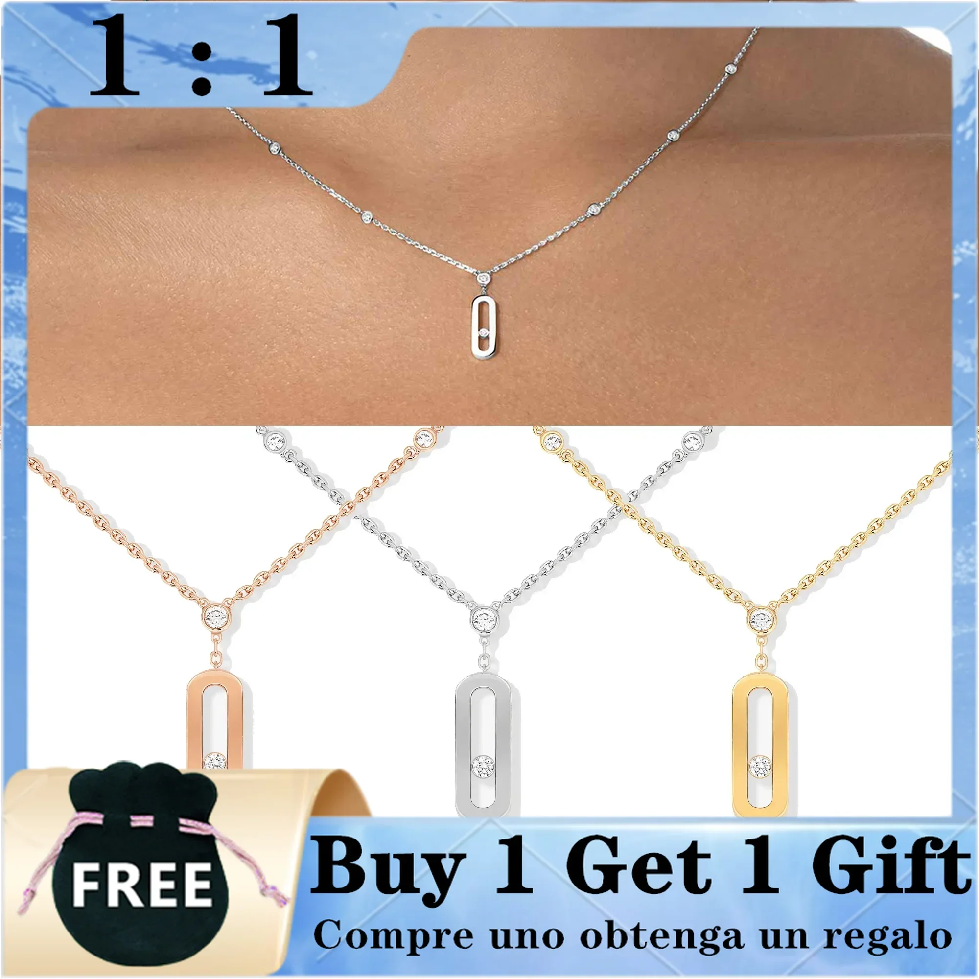 Уникальный Colar De pengte Diamante S925 Стерлинговое Серебро Luz Suave простой и элегантный