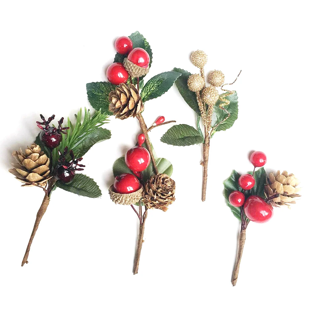 

Berry Christmas Pick Greenery Berries Cones Floral Pine Holly Branch Stem Tree Twig Diy Picks Spray Faux Branches Wreathcrafts