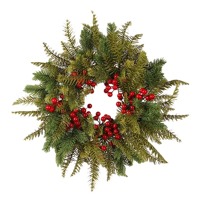 

Лидер продаж, искусственный сосновый венок с ягодами для входной двери, стены, окна, камина, фермерского дома, Рождественское украшение