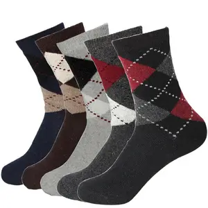 Rabbit Wool Blended Quality Men's Warm Socks Breathable Soft Business Casual dotted line rhombus Pri in India