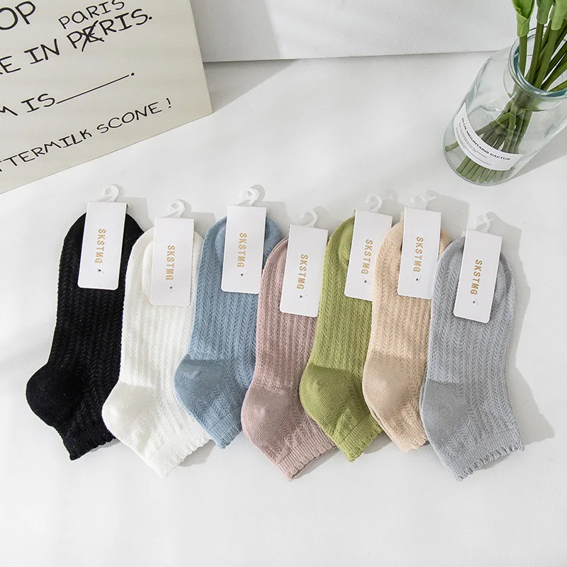 HSS Brand Women's Socks Summer Thin Section Morandi Cute Japanese Hollow Breathable Mesh Socks