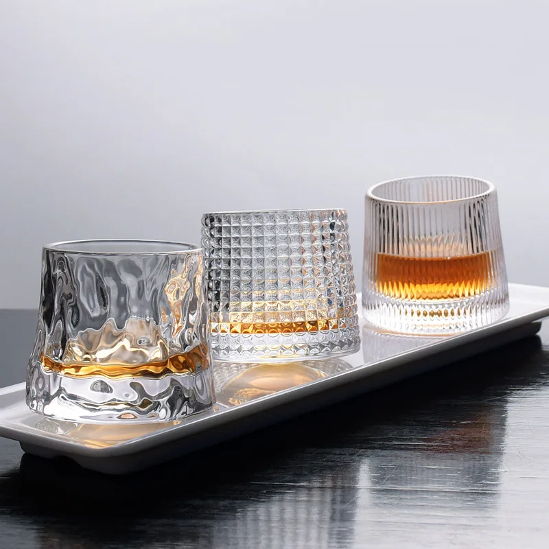 

Creative Thicken Rotating Whisky Glass Wine Glass Vodka Wine Cup Bar Party Whiskey Beer Glass Transparent Brandy Cup