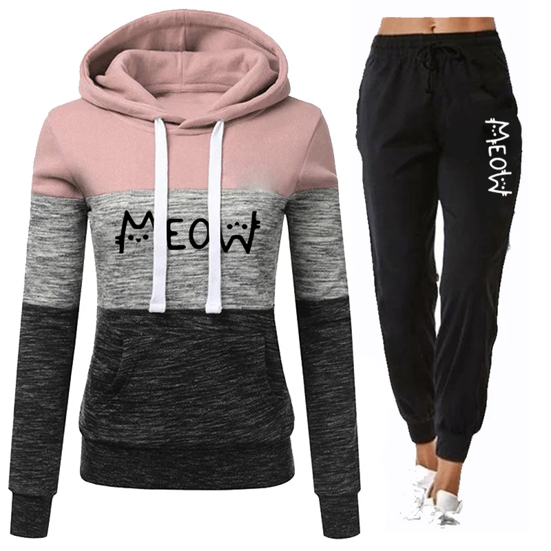 

Trending Hooded Tracksuit for Women Autumn Winter Hoodies and Sweatpants Sport Suits Casual Outdoor Fleece Top Two Piece Outfits