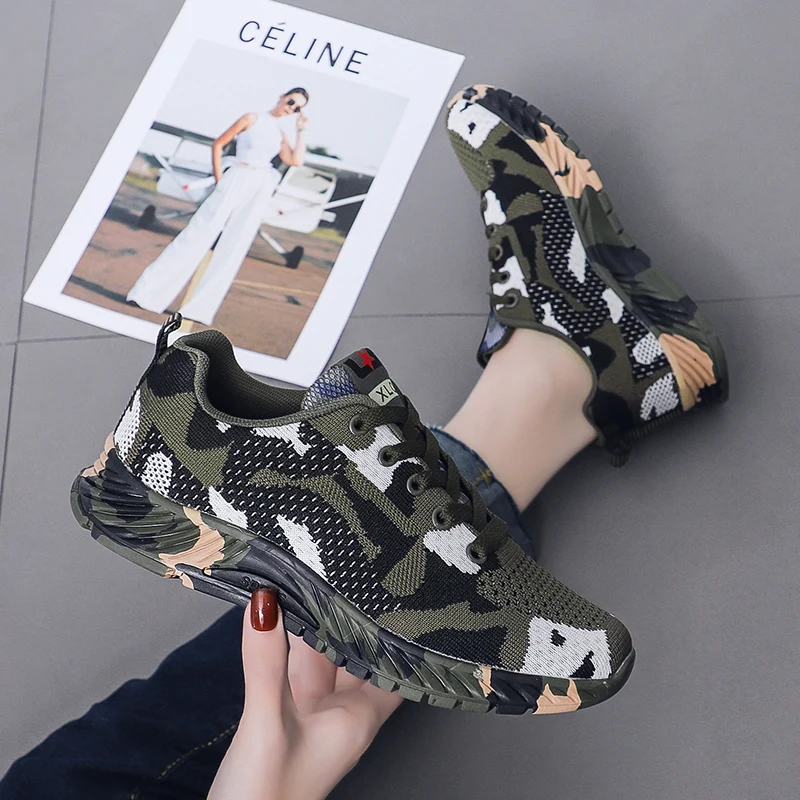 2023 New Men's and Women's Sports Shoes Men's Fashion Camouflage Sports Running Shoes Couples Outdoor Walking Shoes