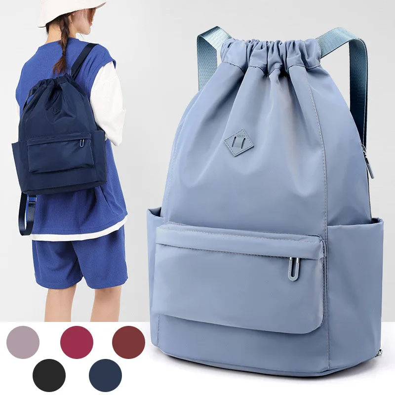 

Fashion Drawstring Backpack For Women High Quality Durable Soft Fabric School Backpack Large Capacity Nylon Shopping Backpack