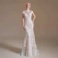 100 real picture mermaid wedding dresses ivory sleeveless appliqued lace bridal gowns boho beach robes de mari%c3%a9e custom made
