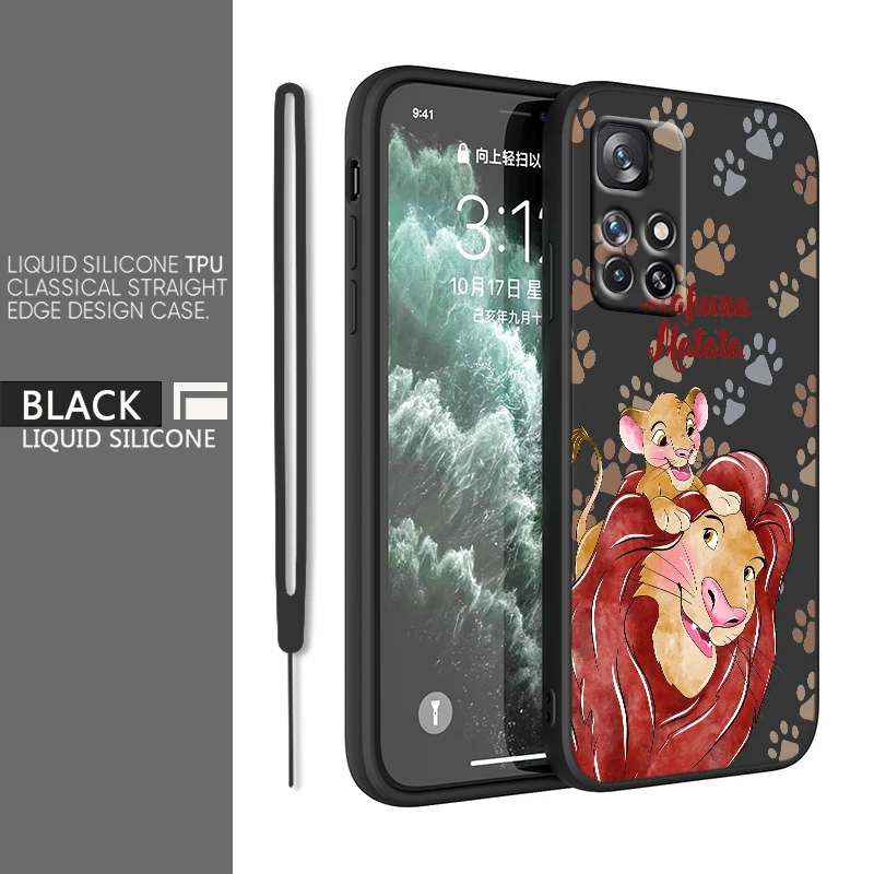 

Disney Lion King Simba For Redmi K60 K50 K40 K30 K20 10C X 9C T AT A 8A 7A Gaming Pro Plus Liquid Rope Silicone Phone Case