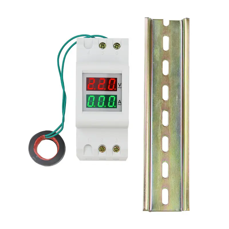 

2P Din Rail Digital Dual LED Voltage Current Meter AC 80.0-300.0V AC 200.0-450.0V AC Voltmeter Ammeter