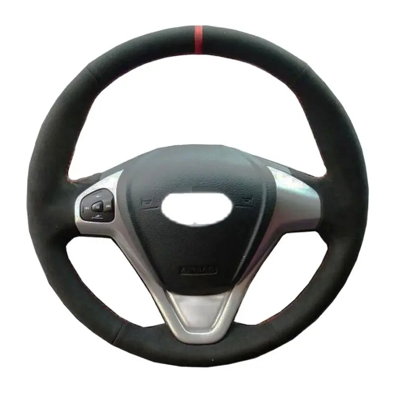 

Сшитый вручную мягкий черный замшевый красный маркер женский для Ford Fiesta 2008-2013 Ecosport 2013-2016