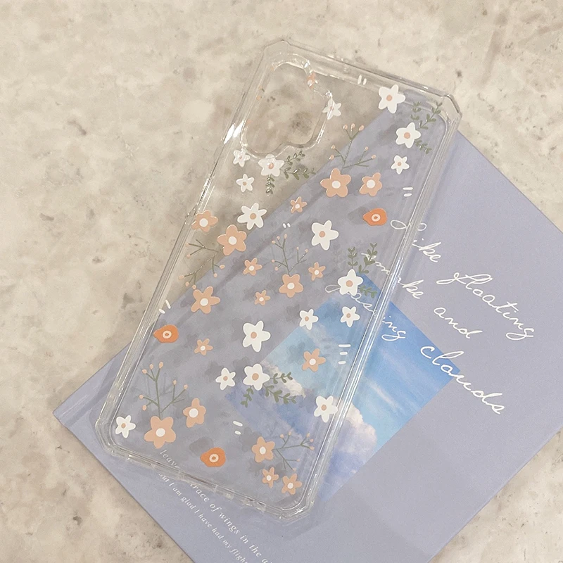 cartoon flower tpu clear bracket phone case for samsung s21 s20 s10 plus a52 a72 a32 a10 note 20 10 cute floral shockproof cover free global shipping