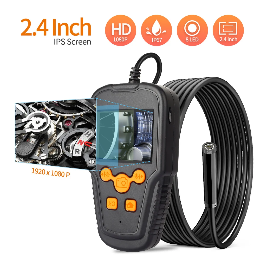 

Digital Endoscope Camera 8mm Inspection Camera with 2.4 IPS 1080P HD Video Digital Camera for Car Engine HVAC