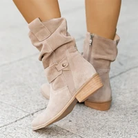 women ankle boots 2022 winter low heels round plus size casual shoes faux suede female low womens boots free shipping