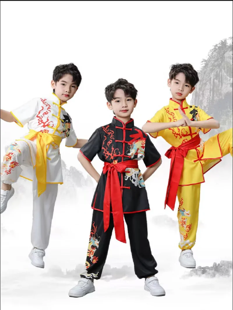 Женский китайский традиционный костюм кунг-фу с вышивкой дракона для мальчиков и