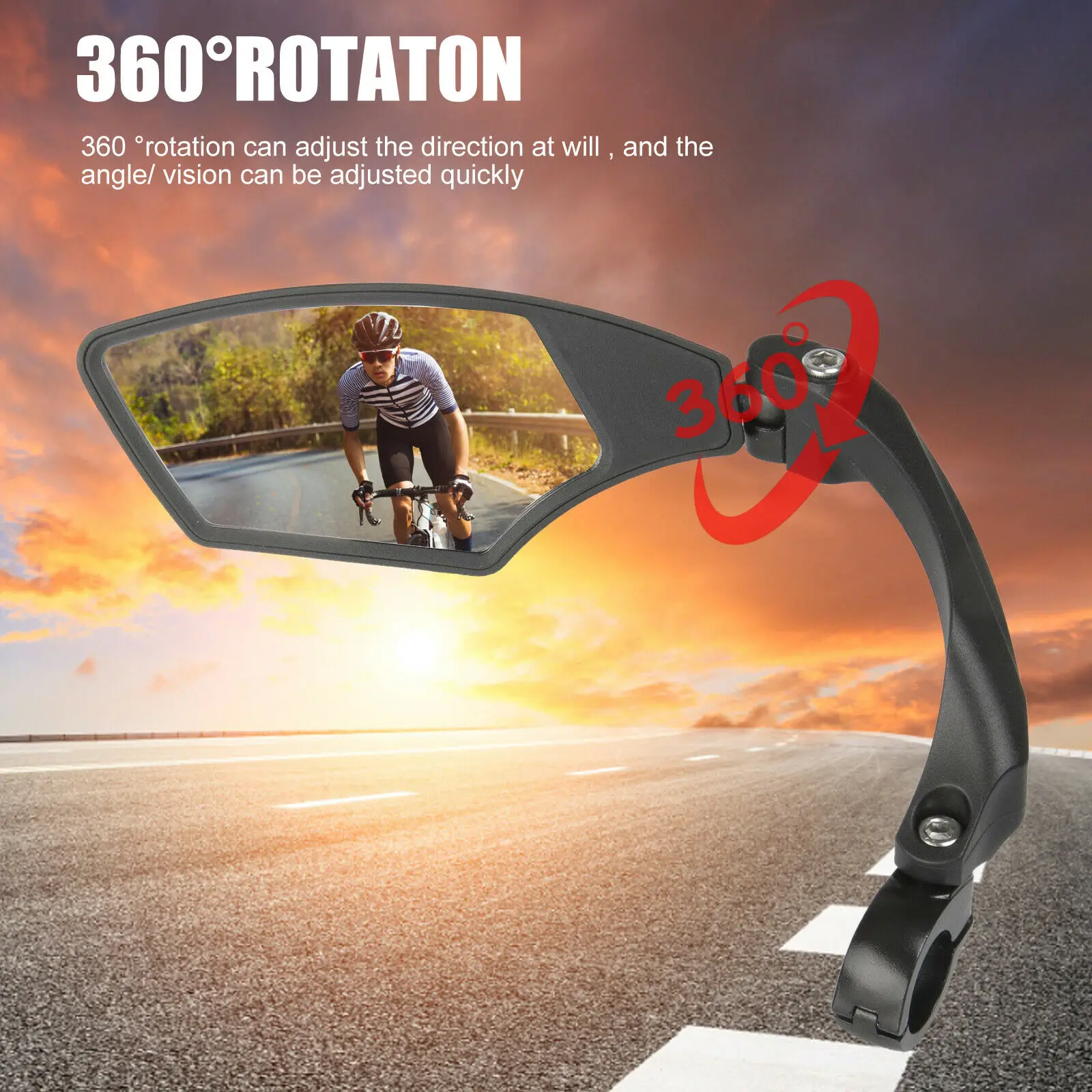 Rétroviseur de vélo rotatif à 360 degrés, 1 pièce, réflecteur de vue arrière réglable, guidon de bicyclette