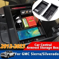 for chevrolet silverado gmc sierra 2012 2023 car inner accessories abs armrest storage box coin organizer phone holder tay