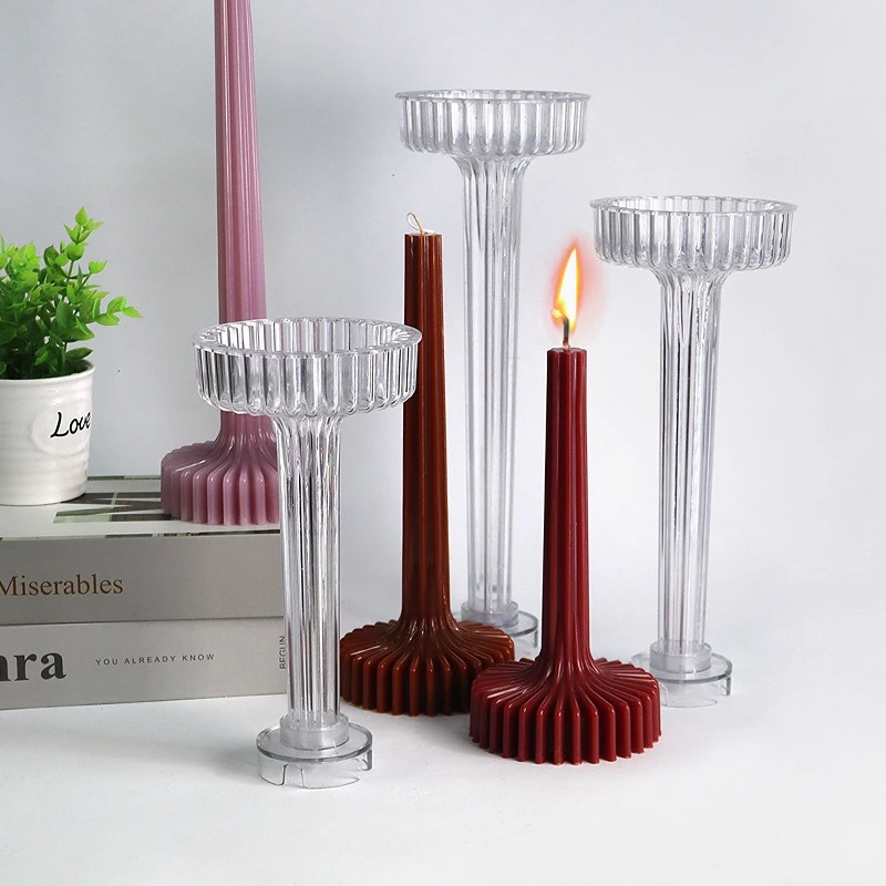 

DIY Flower Vase Acrylic Candle Mold Multi Size Stripe Rack Geometry Candle Mould Candlestick DIY Home Decoration Making Gifts