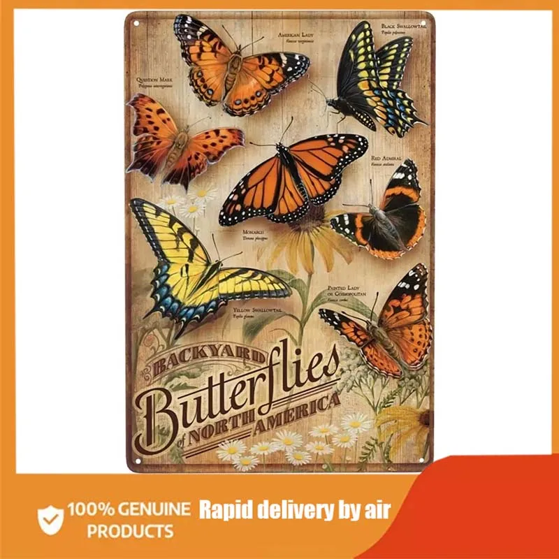 

Постер-бабочка Monarch, фотография, металлический жестяной знак, винтажный алюминиевый знак для домашнего декора кофейных стен, баров, рестора...