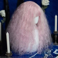 HOUYAN Synthetic long curly hair pink wig female bangs cosplay Lolita heat-resistant wig