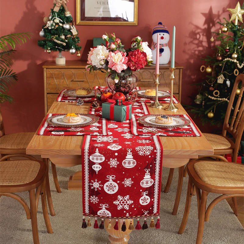 Christmas Table Runner Table Flag Placemats Christmas Decoration Home Table Setting Dining Vintage Wedding Party Tablecloths