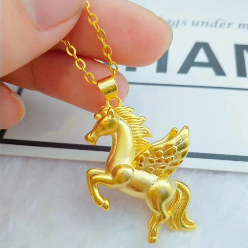 

Pegasus pendant Necklace for Men Yellow Gold color Collar Solid 24K gold color pendant Fine Jewelry