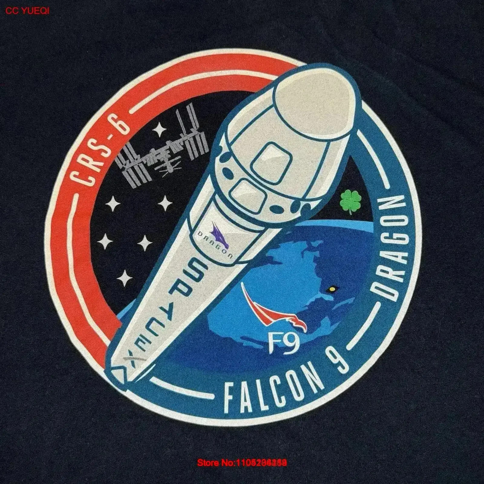 Фото Редкая футболка SpaceX Falcon 9 CRS 6, Outer Space Elon Musk, черная трилистник, мужская футболка XL, винтажная стираная модная мужская удобная футболка №1