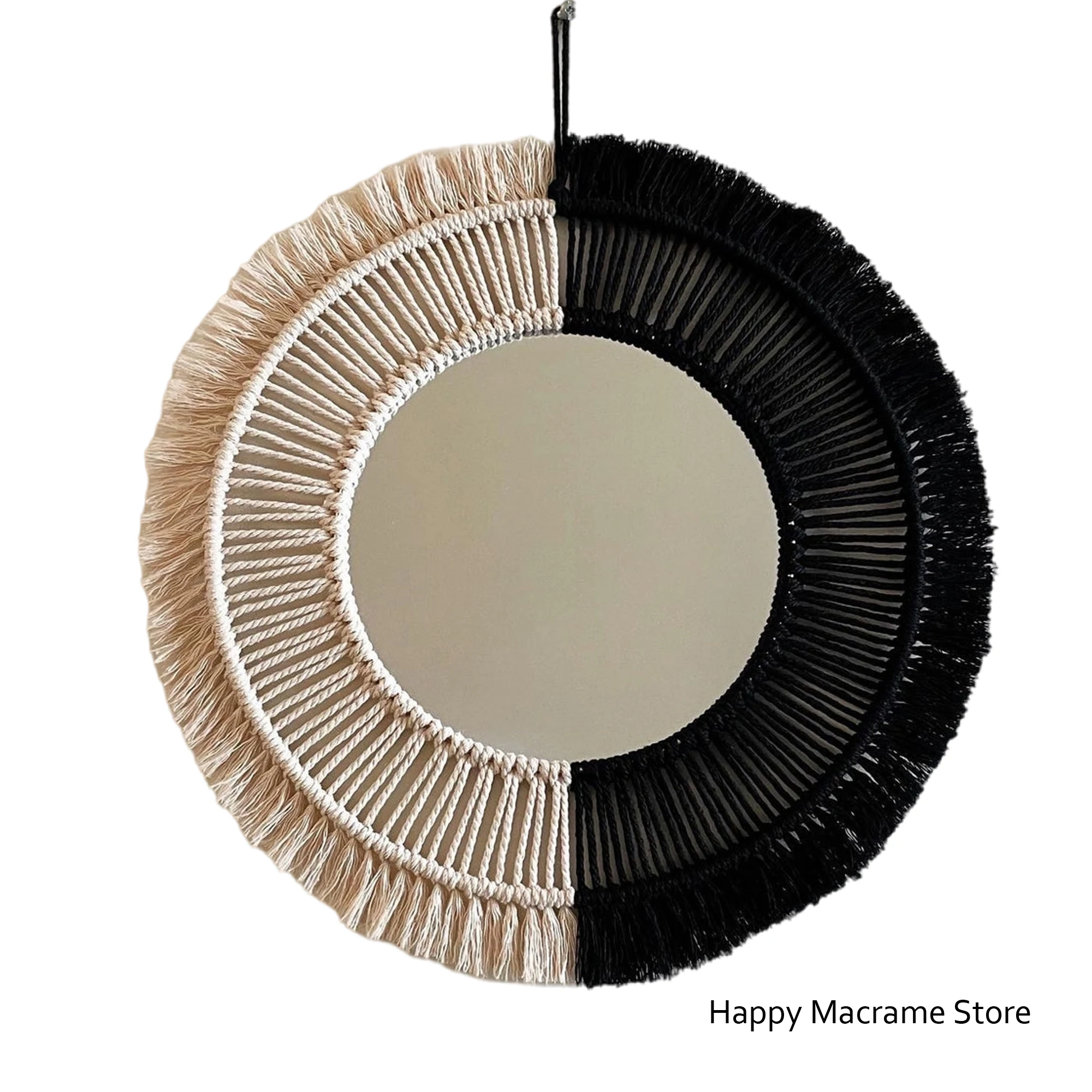 

Круглое декоративное настенное зеркало макраме в стиле бохо, домашний декор, косметика, эстетика для гостиной, спальни, рождественское свад...