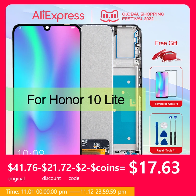 

Новинка, ЖК-дисплей для Huawei Honor 10 Lite с рамкой, сенсорный экран, дисплей для Honor 10i, ЖК-дисплей, цифровой преобразователь в сборе