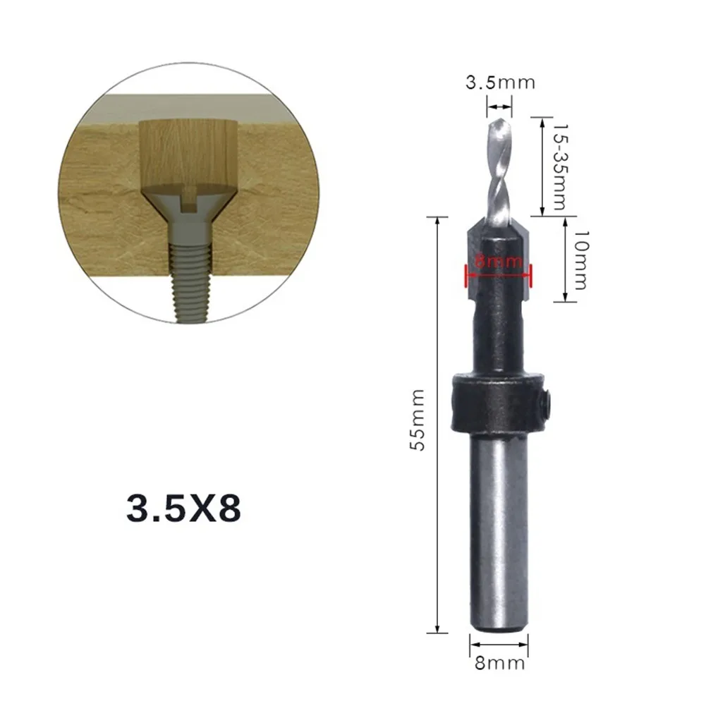 

8mm Shank Countersink Drill Bit Countersink Drill Drill Hard Alloy Round Shank Screw Self-Tapping Tool Brand New