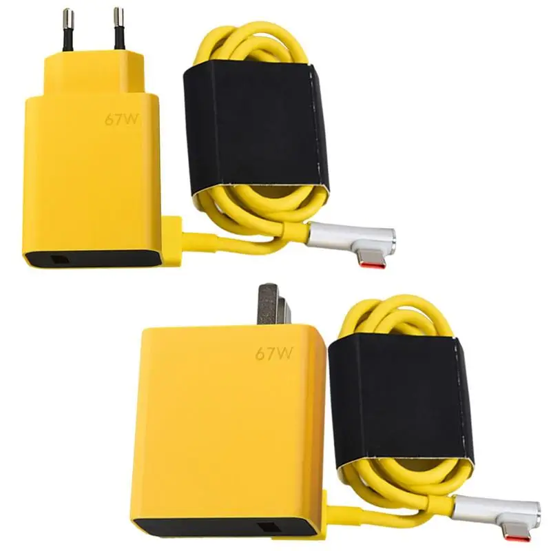 67 W Charger Plug Set Elbow Design Super Fast Wall Charger With Smart Chip And Type C Cable Power Adapter With Folding Plug