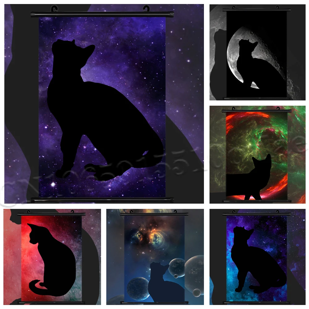 

Картины на холсте, настенный постер с животными, классический принт, кошка, Висячие свитки, винтажные настенные картины, украшение для спальни