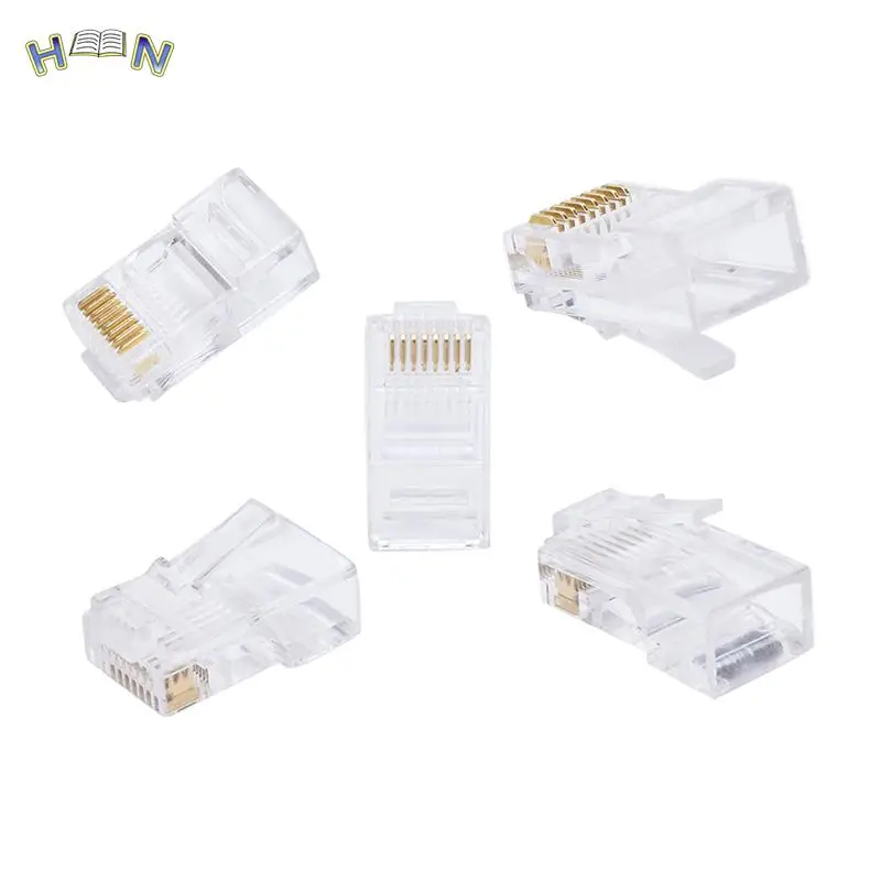 

100pcs CAT5e RJ45 Connector 8P8C Modular Cable Ends Ethernet Crimp Connector