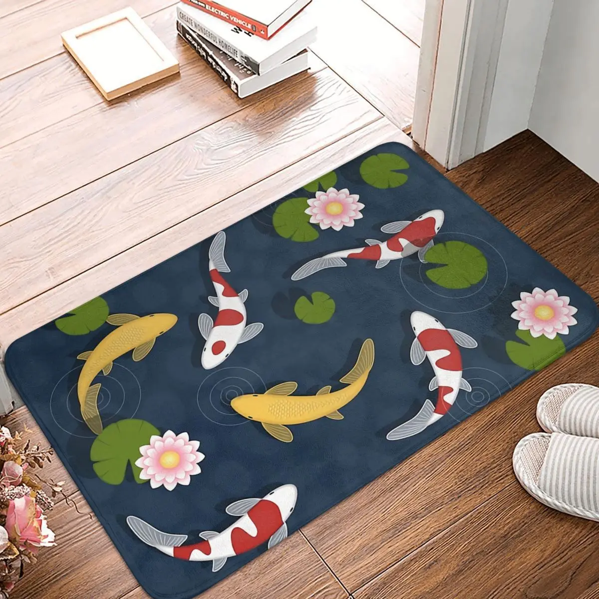 

Bathroom Mat Japanese Koi Fish Pond Doormat Kitchen Carpet Outdoor Rug Home Decor