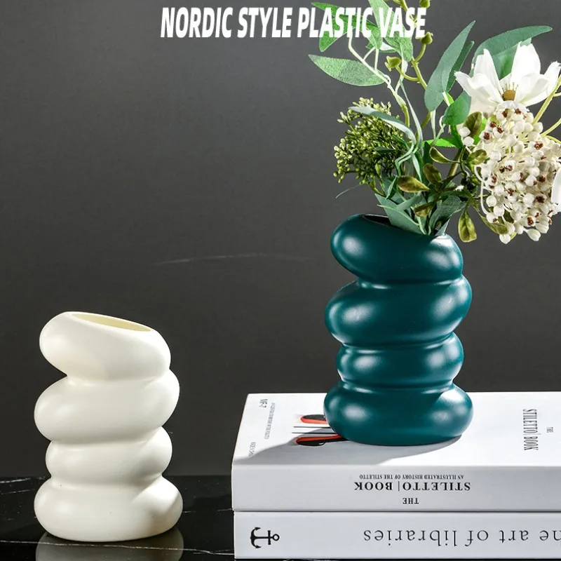 

Flower Vase Nordic Spiral Flower Decorative Twist Vase Tabletop Pampas Grass Pot Aesthetic Room Decor Jar Desktop Decor Vase