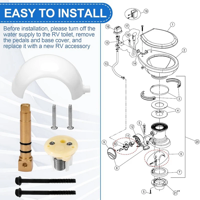 385318162 Комплект шарика и вала для педали смыва унитаза автофургонов вакуумных