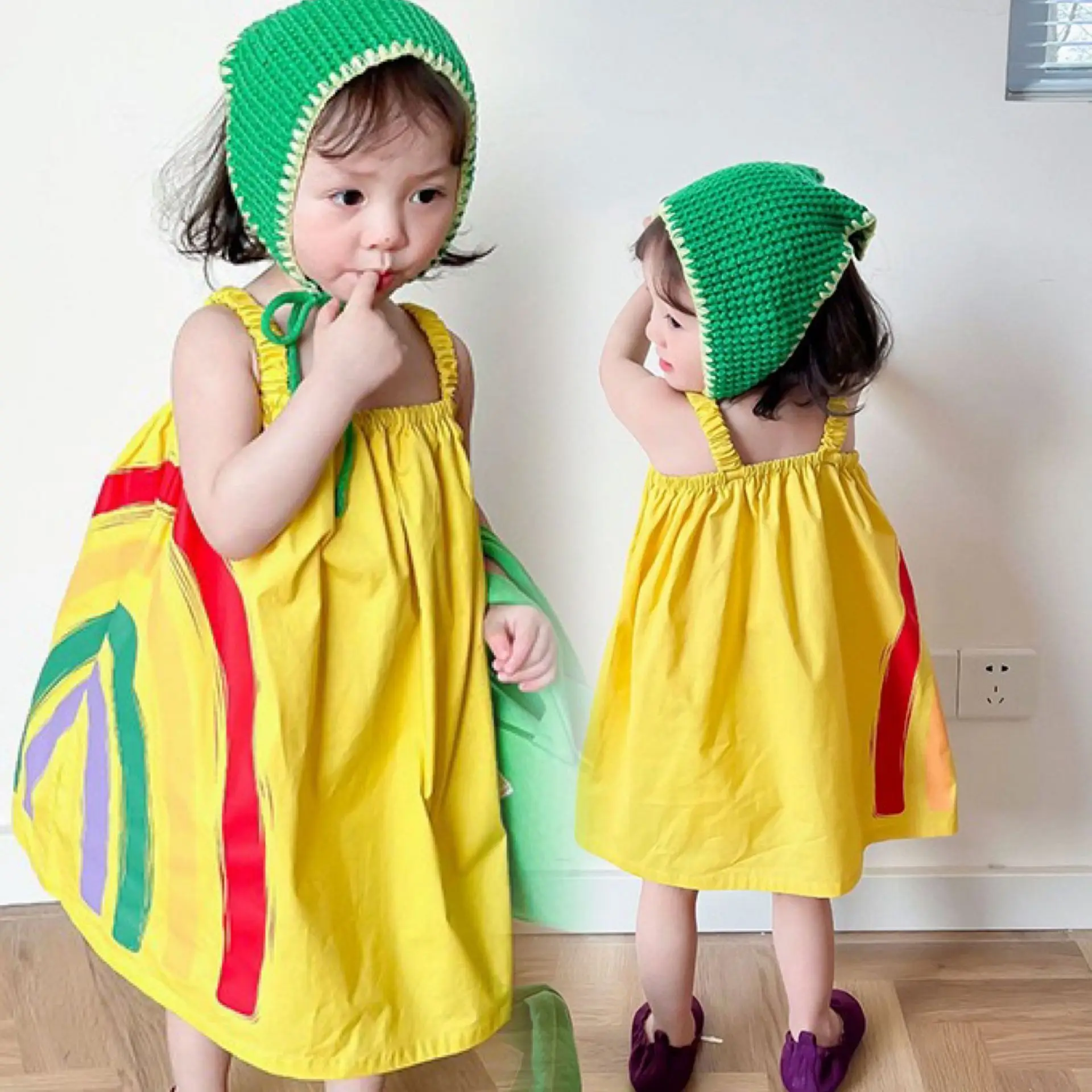 

New Summer Girls' Dress Baby Cute Colorful Striped Party Princess Dress Children'S Toddler Girls Clothing Fashion Kids Outfit