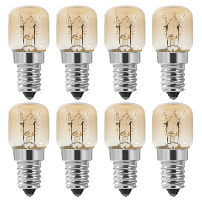 

HOT-Oven Bulb,8Pcs E14 Oven 15W,Oven Bulb, SES Cap Clear Pac Pygmy Oven Lamp,E14 Resistant Up To 300 Celsius Light For Oven