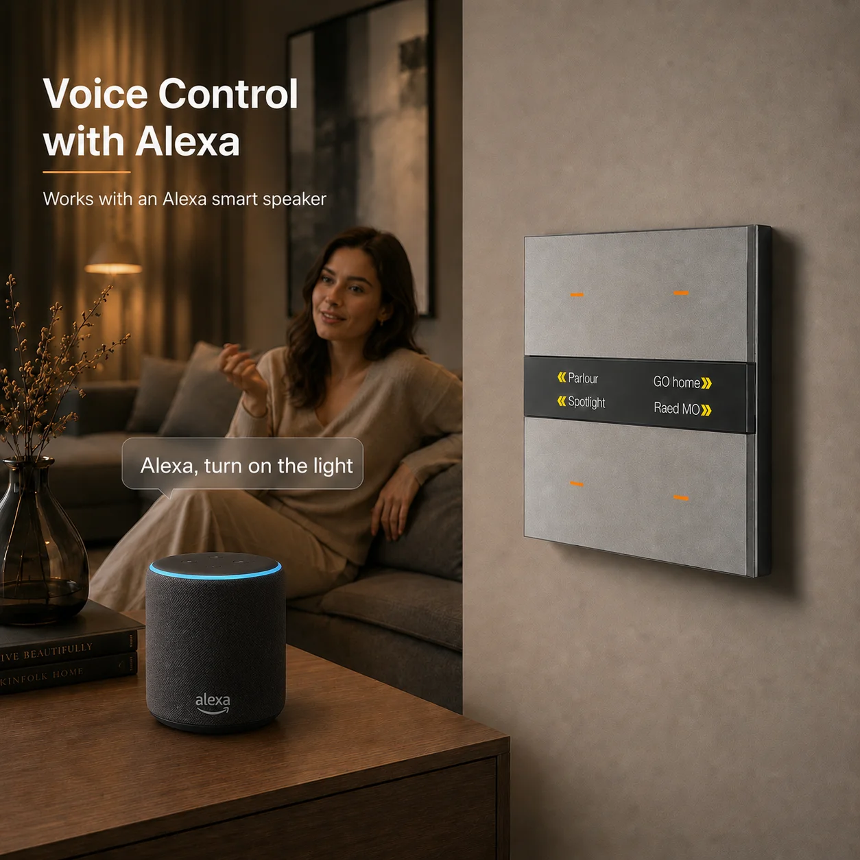 Фото Умный выключатель M8 Pro Tuya Zigbee 4 клавиши для электрического света, экран времени и температуры, удалённое управление Smart Life App и голосом, Home Assistant, дом, отель, вилла №1