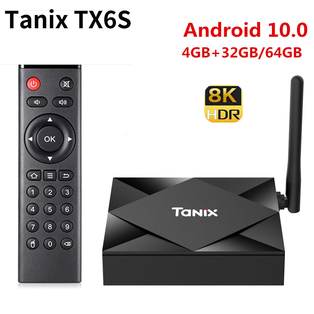 

Tanix TX6s Smart TV BOX Android 10 Allwinner H616 4GB 64GB Voice 2.4G 5G dual WiFi 6K 4K Media Player Antenna H.265 Set Top Box