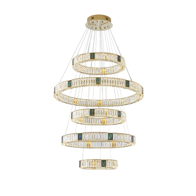 

Светодиодные подвесные лампы в стиле пост-модерн, светодиодный ильник в стиле арт-деко для лестницы, золото, серебро, хрусталь