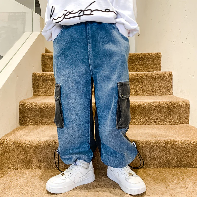 

Boys' jeans spring thin children's pants spring and autumn boys 2022 new children's wear boys' trend casual pants