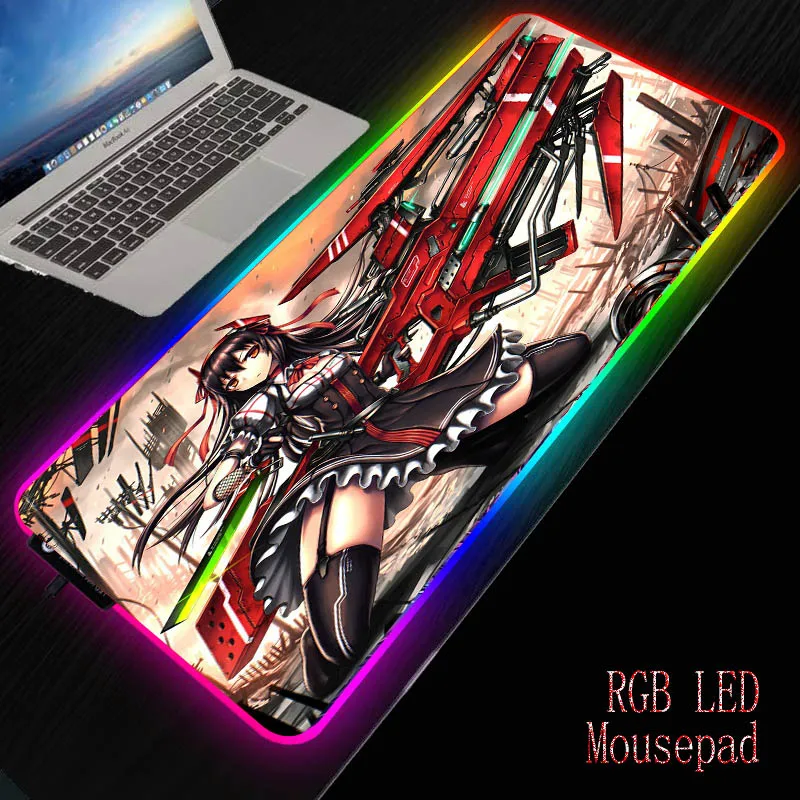 

MRGBEST Girl Gaming Gamer Large RGB 7 Colors USB Mouse Pad Computer Led Backlight Mause Keyboard Desk Mat for Anime XL
