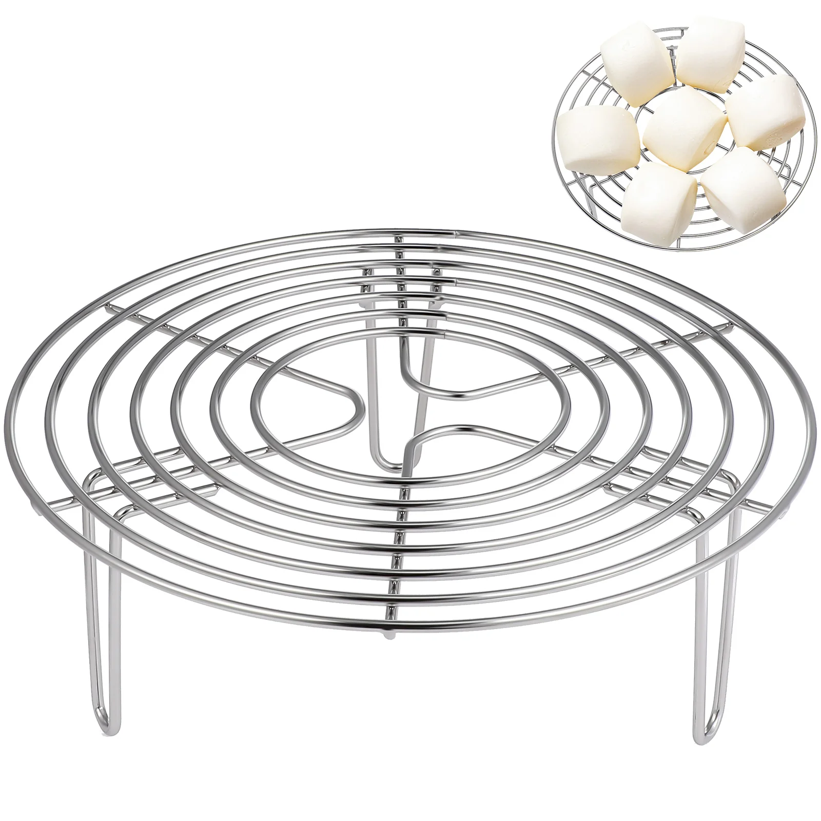 

Egg Steamer Steaming Cooling Rack Wire Stainless Steel Airfryer Stand 304 Round
