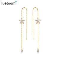 luoteemi charming drop earrings ear line flower shape cz stone accessories fashion jewelry for women aretes de mujer 2021 new