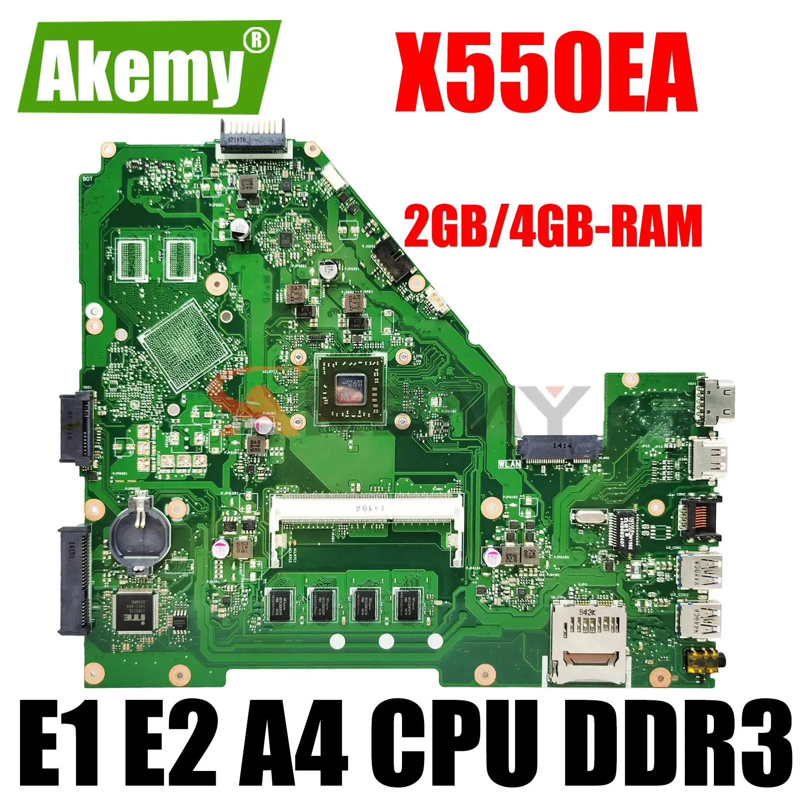 Материнская плата X550EP для Asus X550EA X550EP D552W X552WE X552E, материнская плата для ноутбука E1 E2 A4 CPU 2 ГБ/4 ГБ-ОЗУ, протестирована на 100%