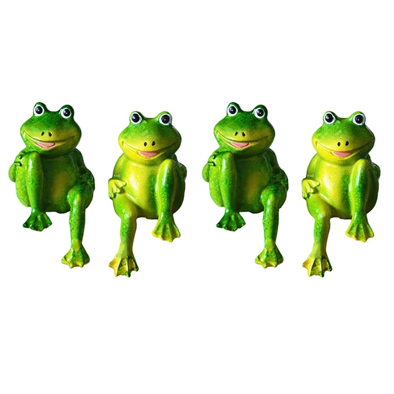 

4Pcs/Set Cute Resin Sitting Frogs Statue Outdoor Garden Store Frog Sculpture For Home Desk Garden Decor Ornament S2