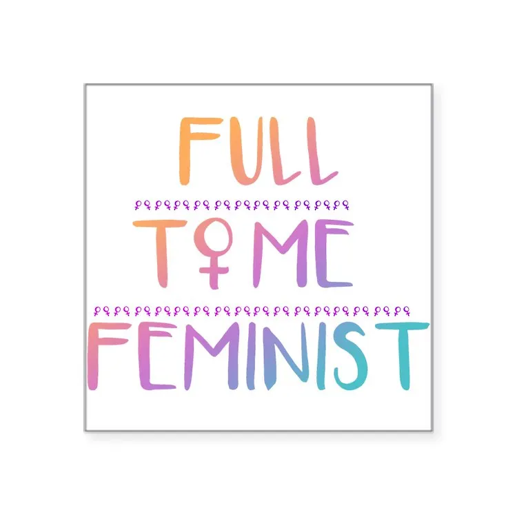 

Полноценная Феминистская наклейка, квадратная наклейка для ноутбука, автомобиля, милое мультяшное искусство, модный общественный чемодан